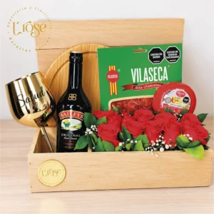 #98 Caja madera con tabla quesos